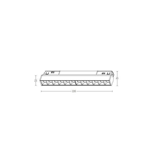 2091-27B ΜΑΥΡΟ LED ΜΑΓΝΗΤΙΚΟ GRILLE ΣΠΟΤ ΦΩΤΙΣΜΟΥ 8W 2700K DALI DIMMABLE ΓΙΑ 48V ΜΑΓΝΗΤΙΚΕΣ ΡΑΓΕΣ