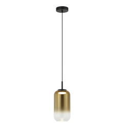 23218 ΚΡΕΜΑΣΤΟ ΜΟΝΟΦΩΤΟ ΦΩΤΙΣΤΙΚΟ LED 12W 3000K ΜΑΥΡΟ ΜΕΤΑΛΛΟ- ΧΡΥΣΟ ΓΥΑΛΙ