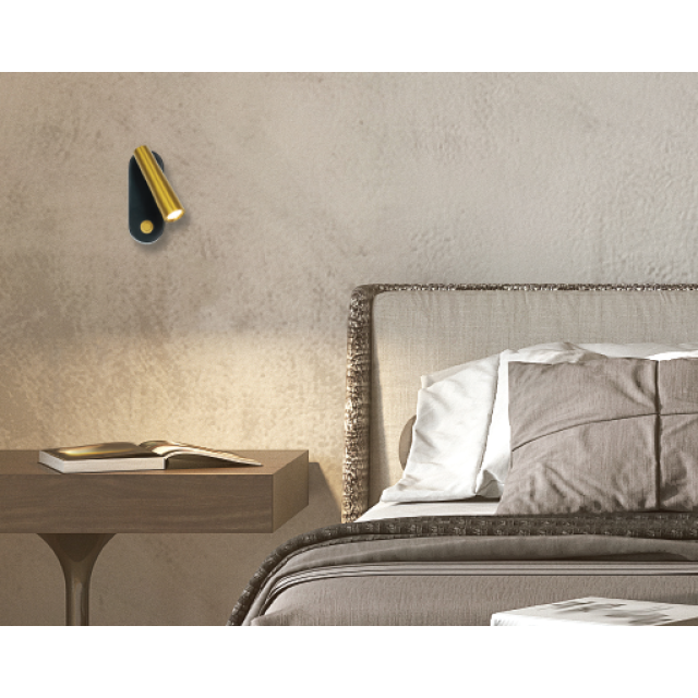 WALL LED RECESSED READING LIGHT 3W 3000K SANDY BLACK METAL - ALUMINIUM