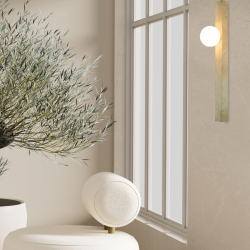WALL LIGHT 1xG9 LED MAX 5W NATURAL STONE - OPAL GLASS
