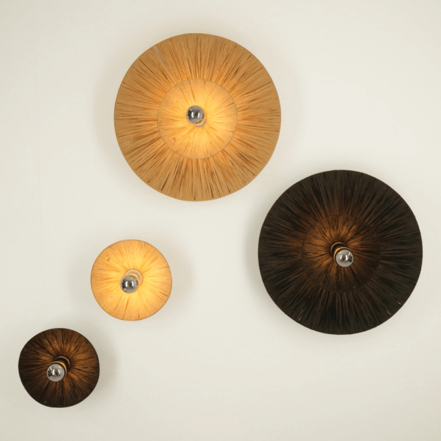 WALL LIGHT 1xE27 MAX 20W METAL - BLACK RATTAN