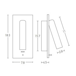 H65 LED ΕΠΙΤΟΙΧΙΟ ΧΩΝΕΥΤΟ ΦΩΤΙΣΤΙΚΟ ΞΕΝΟΔΟΧΕΙΟΥ ΑΛΟΥΜΙΝΙΟ-ΜΕΤΑΛΛΟ ΜΑΥΡΟ