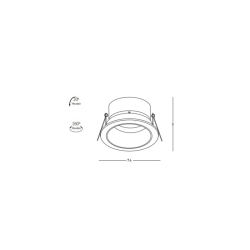 S164 ΧΩΝΕΥΤΟ ΡΥΘΜΙΖΟΜΕΝΟ & ΠΕΡΙΣΤΡΕΦΟΜΕΝΟ DOWNLIGHT ΣΠΟΤ ΦΩΤΙΣΜΟΥ GU10 MAX 50W ΤΕΤΡΑΓΩΝΟ ΛΕΥΚΟ ΑΛΟΥΜΙΝΙΟ