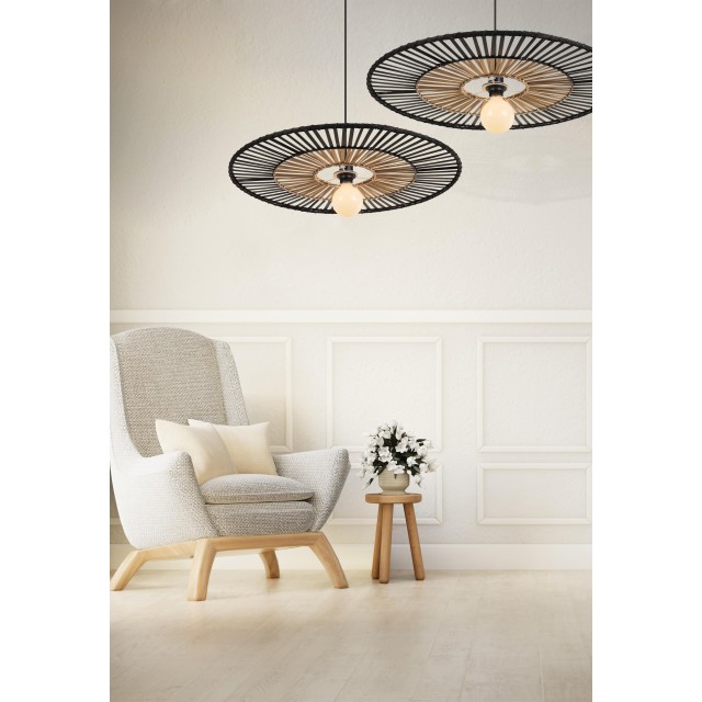 Φωτιστικό Κρεμαστό Μονόφωτο Ε27 Μαύρο Bamboo 19105 Zambelis Lights