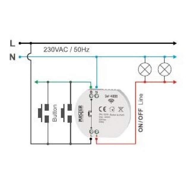 MASTER Διακοπτης Κυτιου VAC / 400W (Wi-Fi) SW-400B